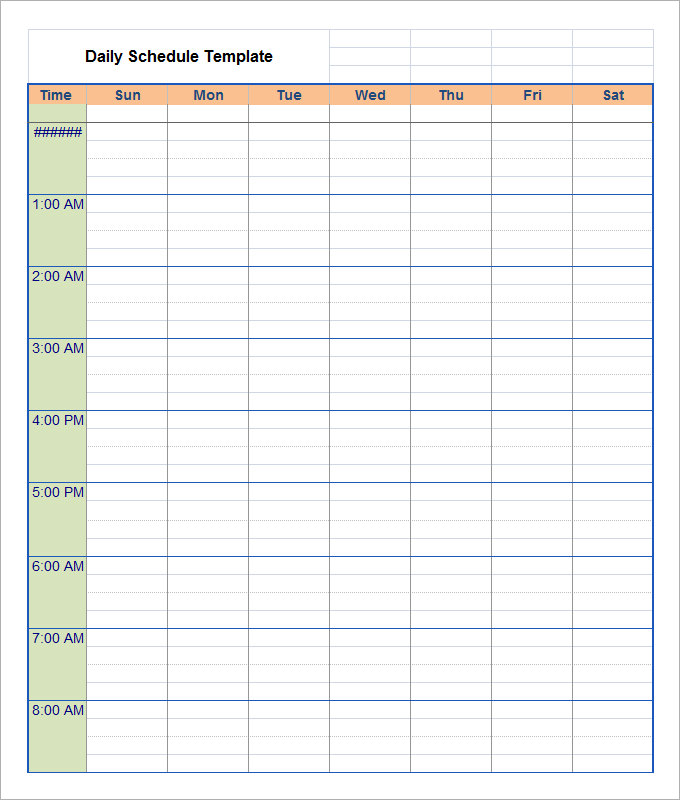 daily schedule word template   Ozil.almanoof.co