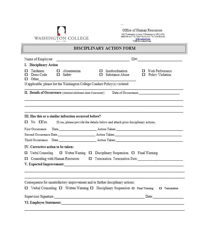 40 Employee Disciplinary Action Forms   Template Lab