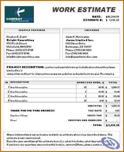 5+ excel estimate template | Authorizationletters.org