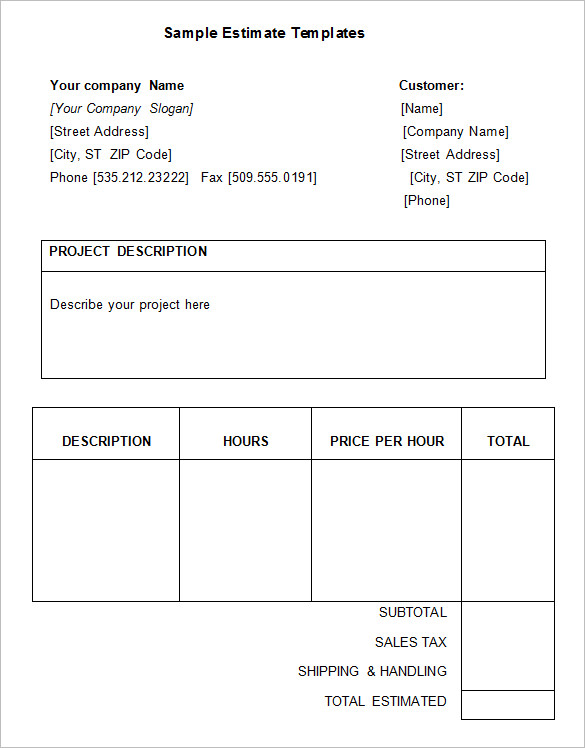 5+ Job Estimate Templates – Free Word, Excel & PDF Documents 