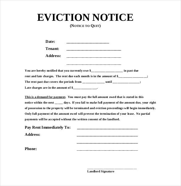 22 Sample Eviction Notice Templates Free Samples, Examples For 
