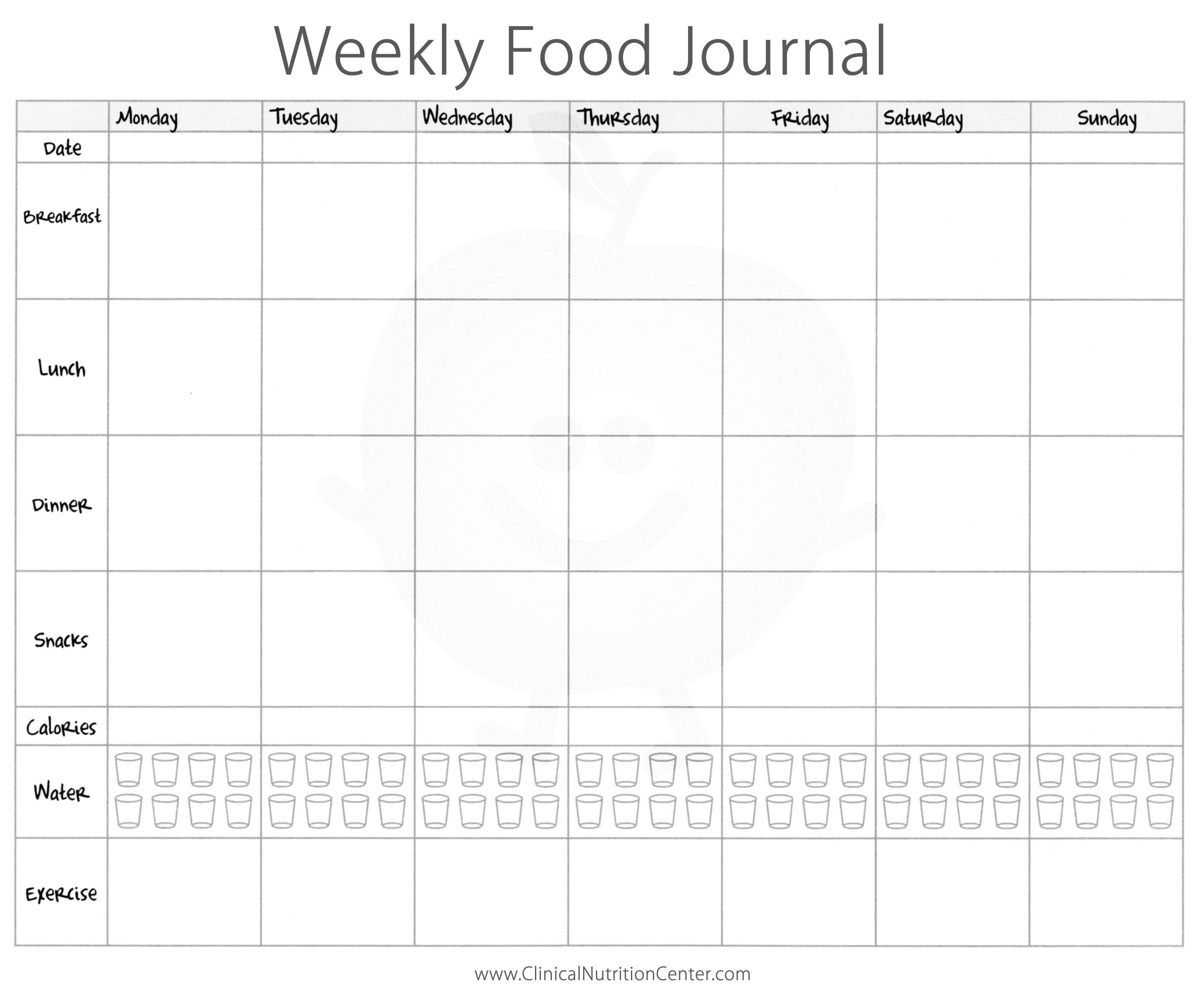 food diary chart   Roho.4senses.co