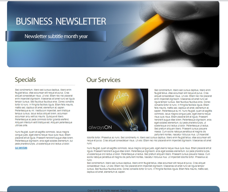 Download Free HTML Business Newsletter Template • 7Boats