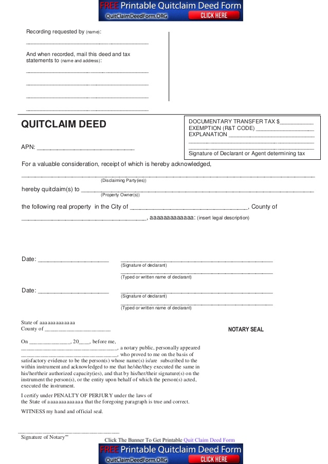 Free Tennessee Quit Claim Deed Templates (PDF & DOCX) | FormSwift