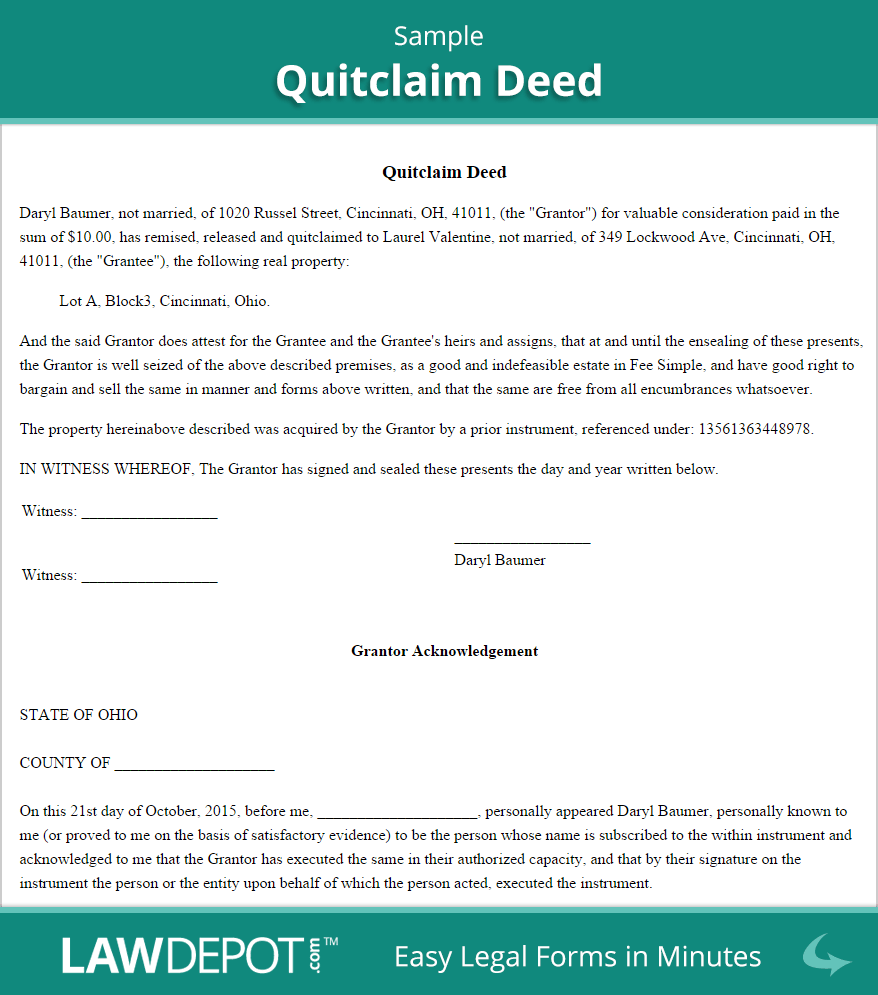 Quitclaim Deed | Free Quitclaim Deed Form (US) | LawDepot