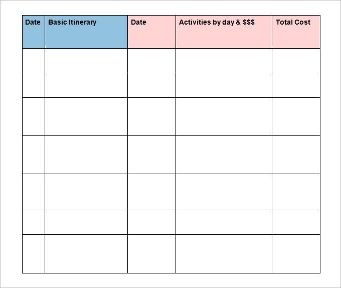 33+ Trip Itinerary Templates PDF, DOC, Excel | Free & Premium 