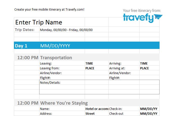 30+ Itinerary Templates (Travel, Vacation, Trip, Flight)