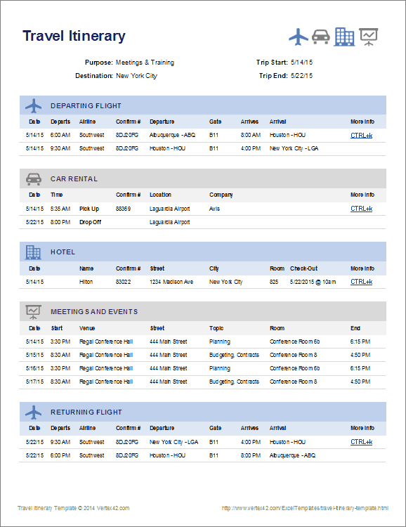 Travel Itinerary Template