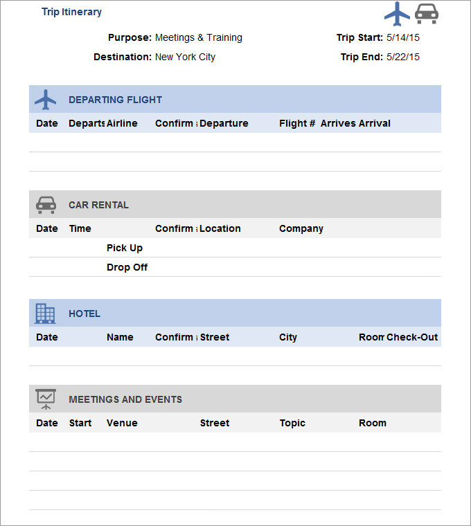 33+ Trip Itinerary Templates PDF, DOC, Excel | Free & Premium 