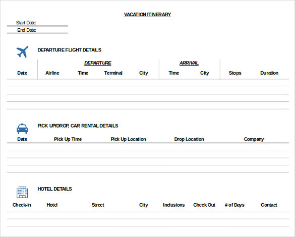 33+ Trip Itinerary Templates PDF, DOC, Excel | Free & Premium 