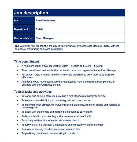 free job description template customer service job description 