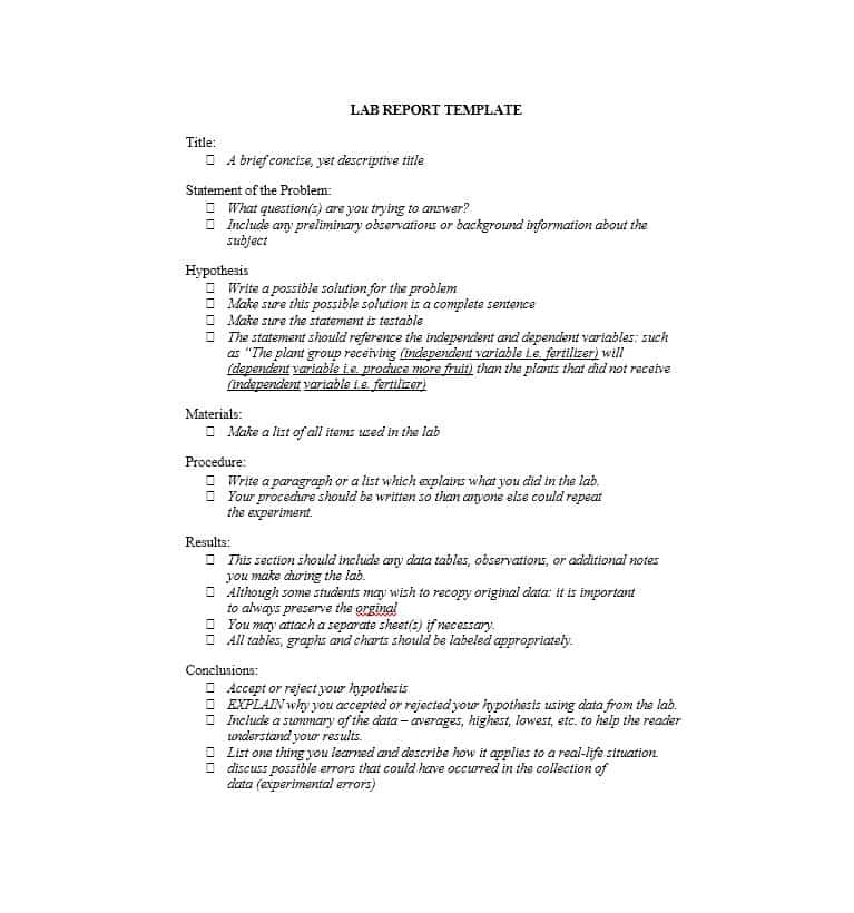 40 Lab Report Templates & Format Examples   Template Lab