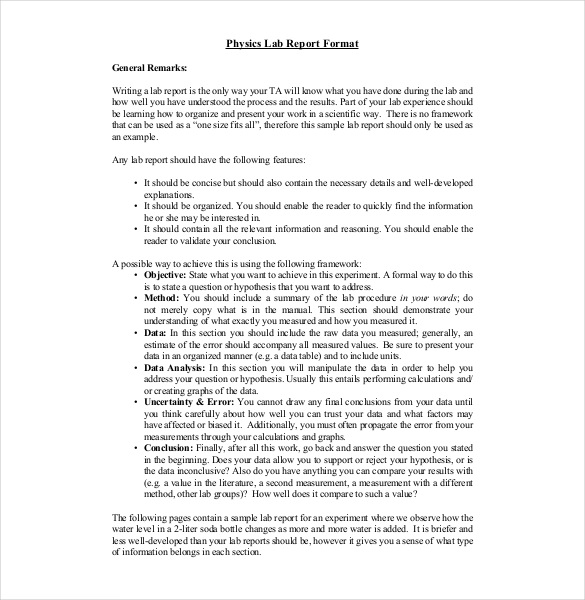 lab report format example   Dean.routechoice.co