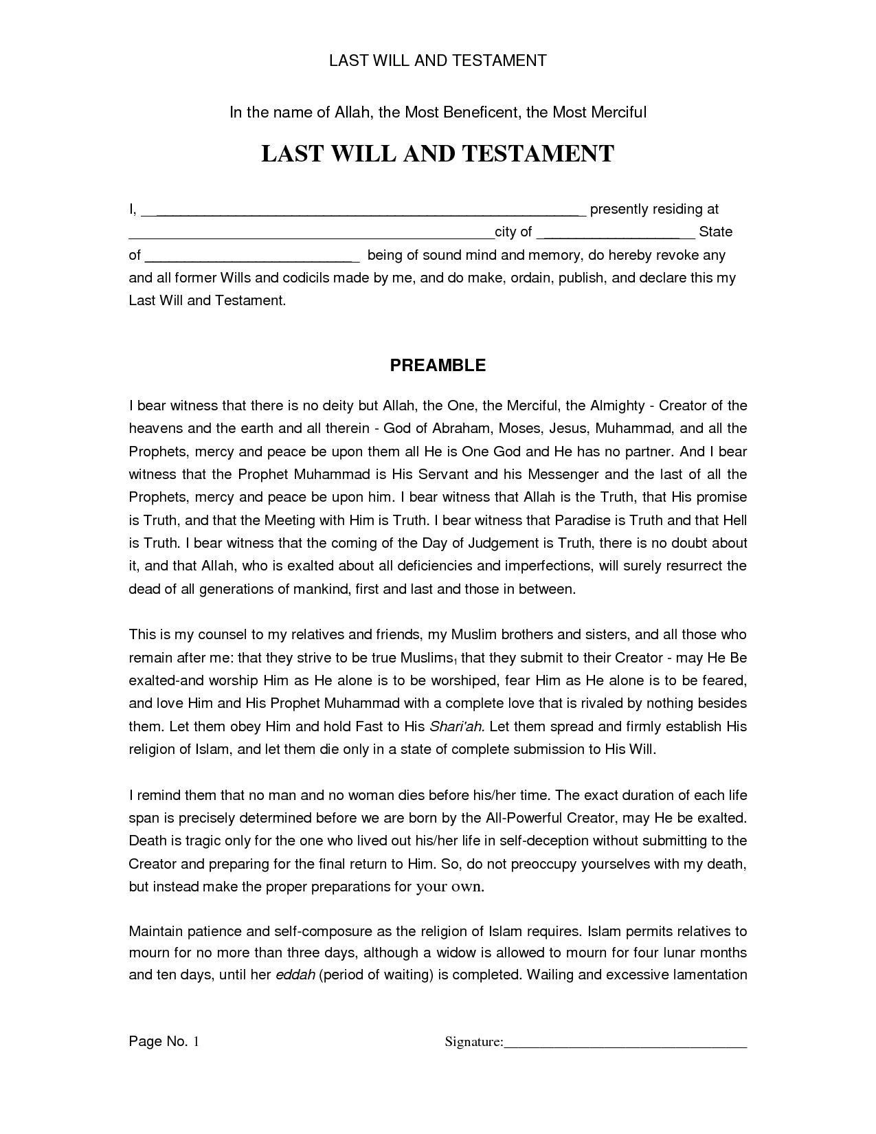 Simple Last Will And Testament Sample Last Will Testament Legal 