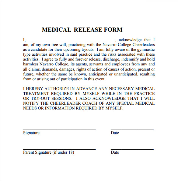 3+ medical release form template | Printable Receipt