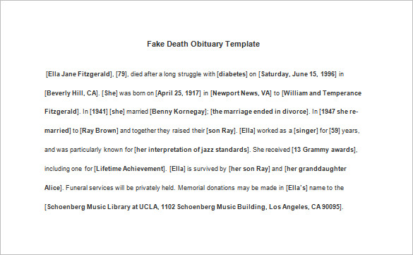 free obituaries template   Ozil.almanoof.co
