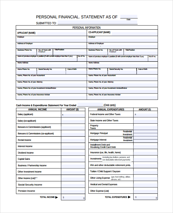 personal financial statement 1 