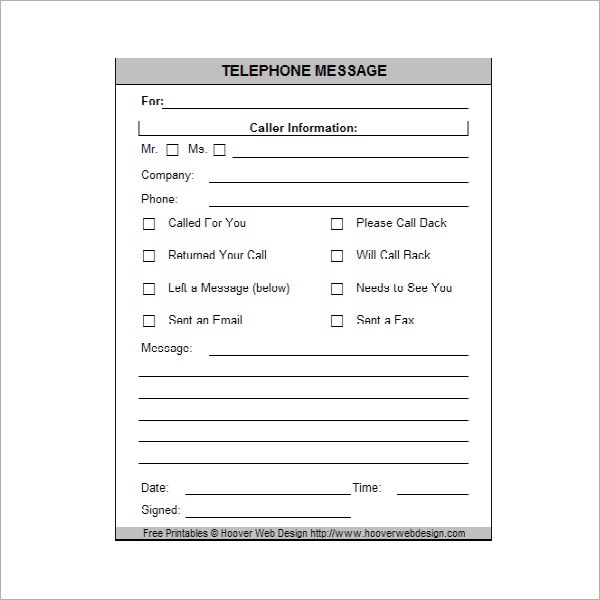 10+ Sample Phone Message Templates – PDF, Word, Excel | Sample 