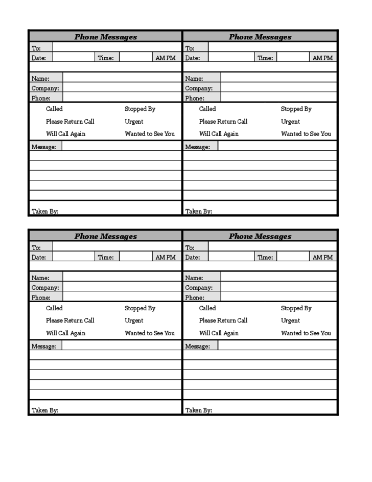 9+ Phone Message Templates – Free Download For Word, Excel, Pdf in 
