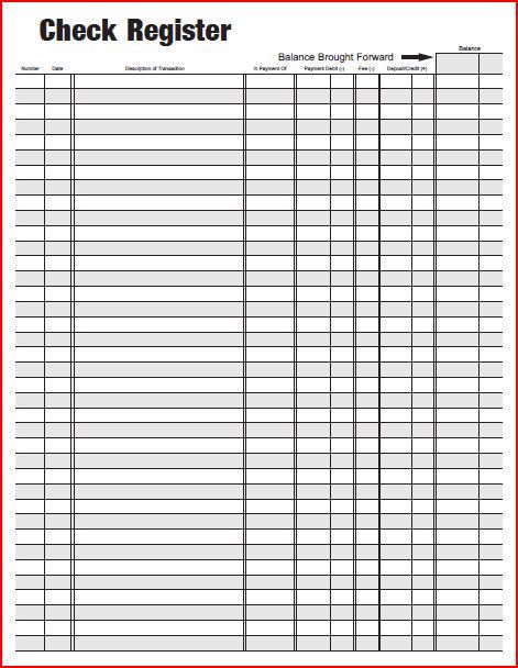 37 Checkbook Register Templates [100% Free, Printable]   Template Lab