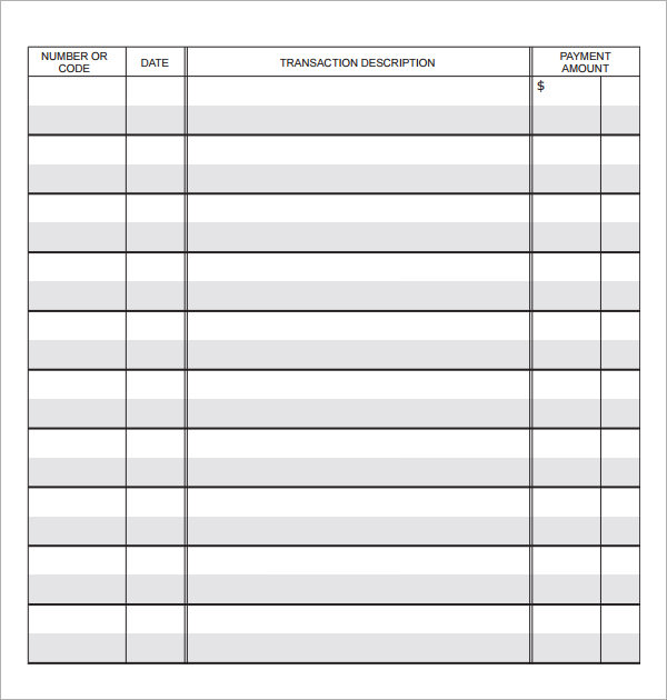 Full Page Check Register Template