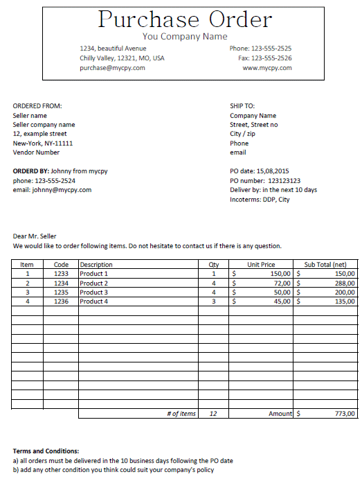 37 Free Purchase Order Templates in Word & Excel