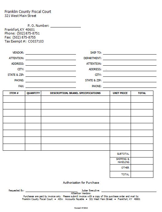 Purchase Order | Purchase Order Template for Excel