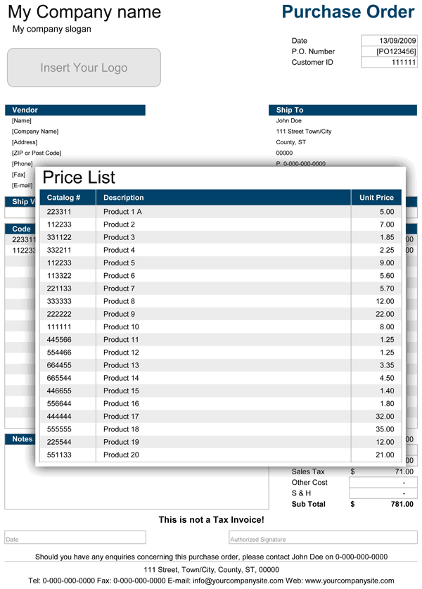 Free Printable Purchase Order Form | Purchase Order | shop 