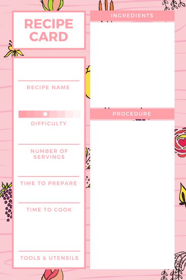 Customize 9,492+ Recipe Card templates online   Canva