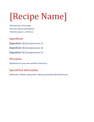 Simple recipe journal