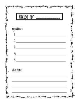 Recipe Template by Rita McCord | Teachers Pay Teachers