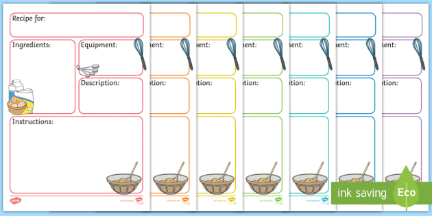 Recipe Template   education, home school, free, child