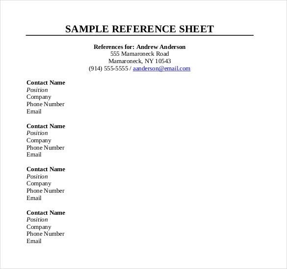 Professional References Template: Free Download, Create, Edit 