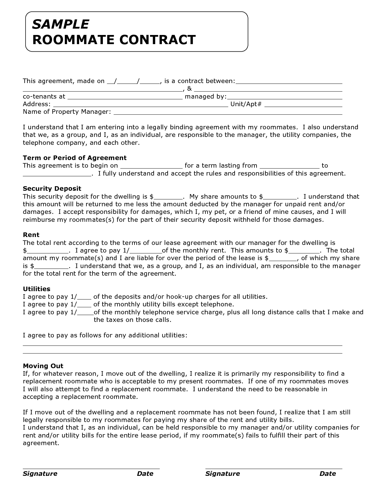 Template For Roommate Rules   Invitation Templates   roommate 