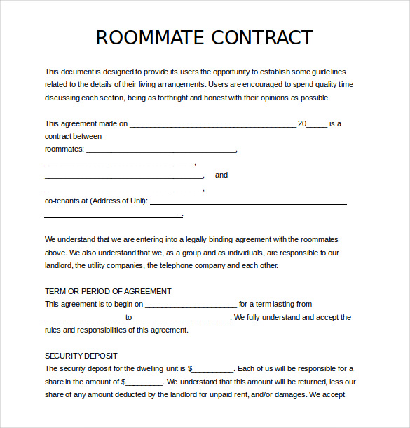 roommate agreement template roommate agreement template free 