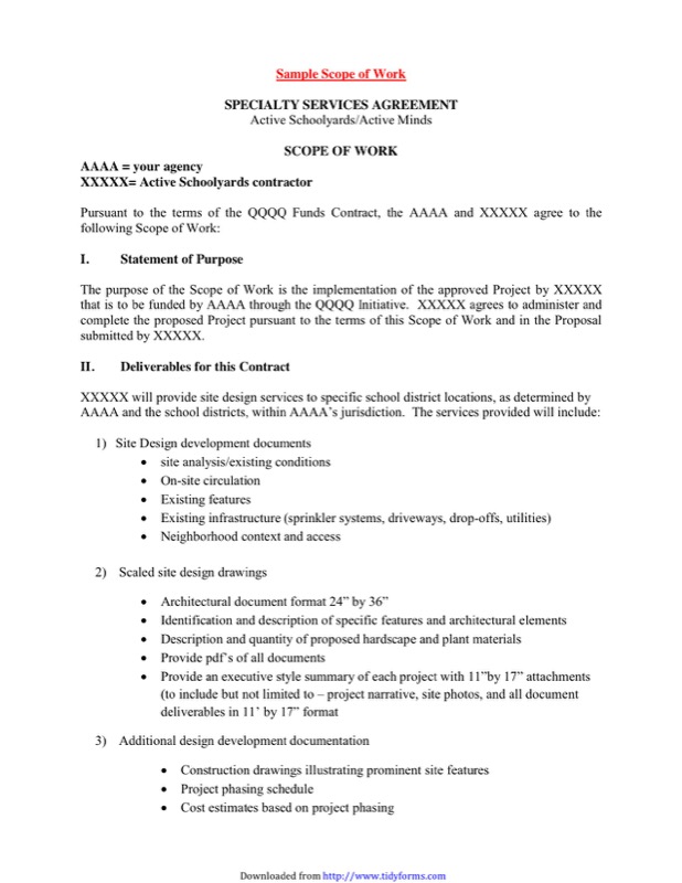 scope of work template sample scope of work   Templates Collections