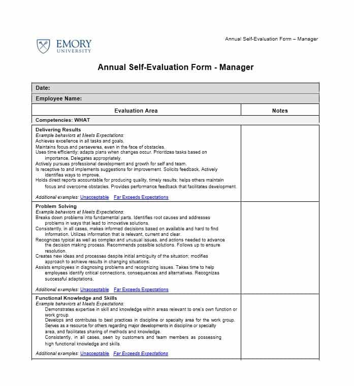 50+ Self Evaluation Examples, Forms & Questions   Template Lab