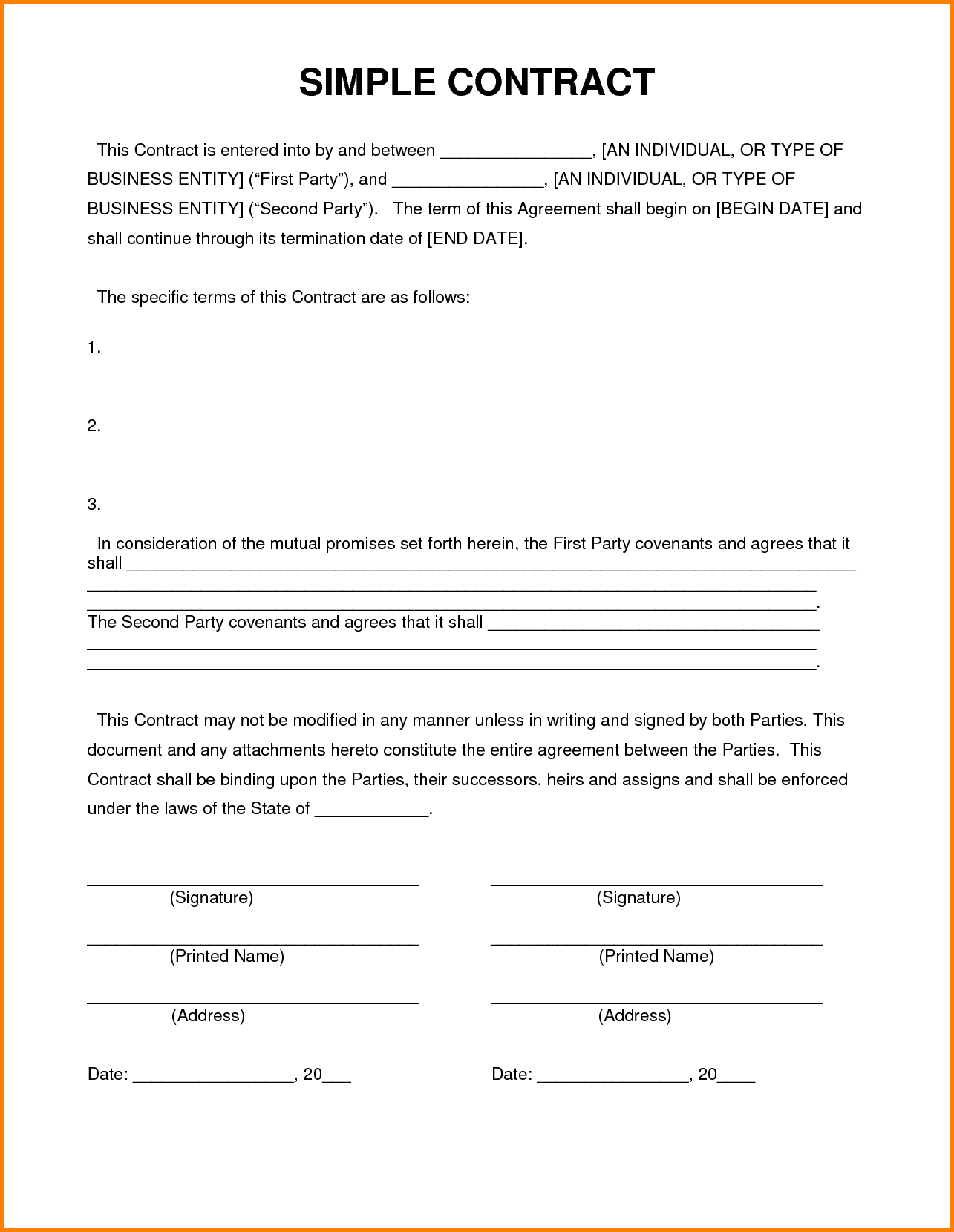 9+ simple contract template | cashier resume