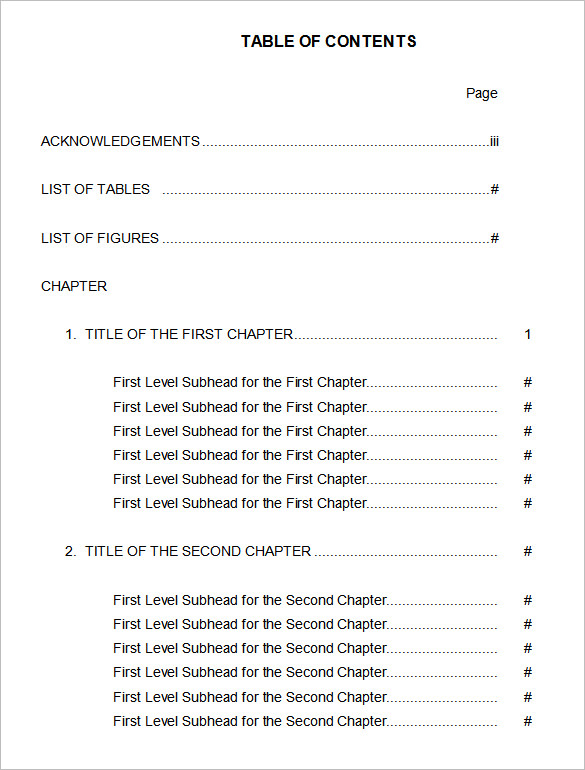 microsoft word table of contents template table of contents 22 