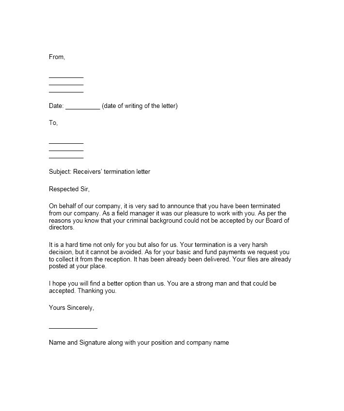 Sample Employment Termination Letter At Sale Of Company - Termination ...