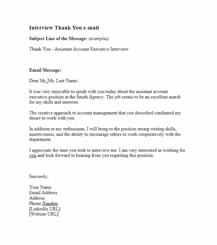 Thank You Email After Interview Sample | Business Mentor