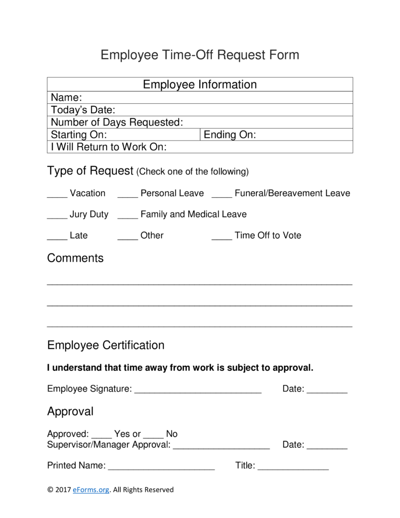 Time Off Request Form - Business Mentor