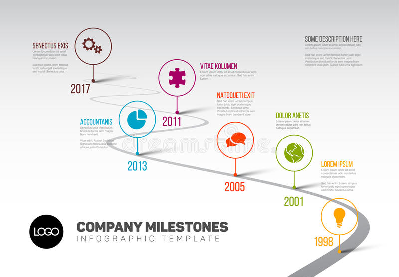 Infographic Timeline Template With Pointers Stock Vector 