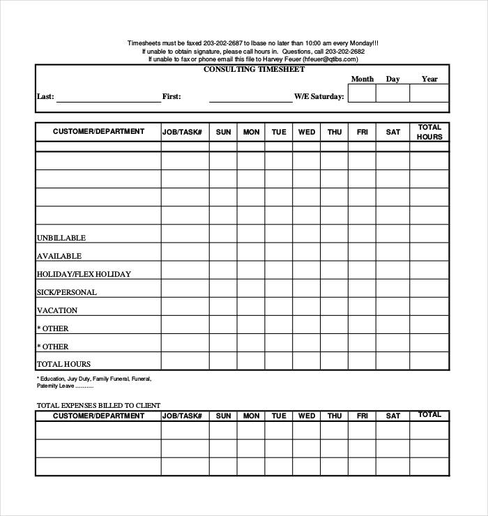 Timesheet Template | Business Mentor