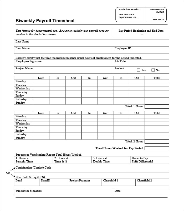 Timesheet Template   Free Download for Word, Excel and PDF