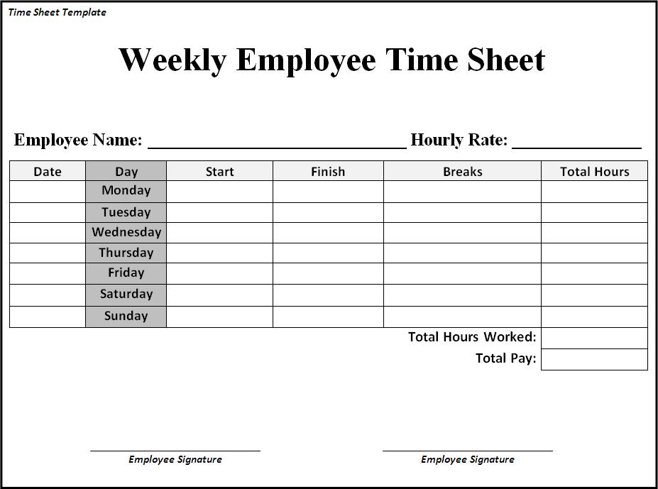 Blank Weekly Timesheet Template | cortezcolorado.net