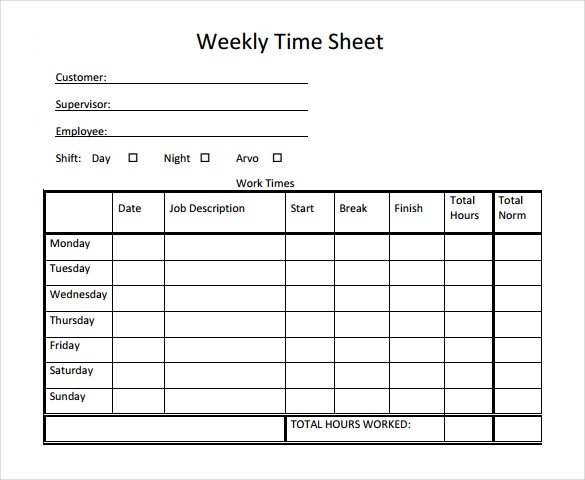 Weekly Timesheet Template | cortezcolorado.net