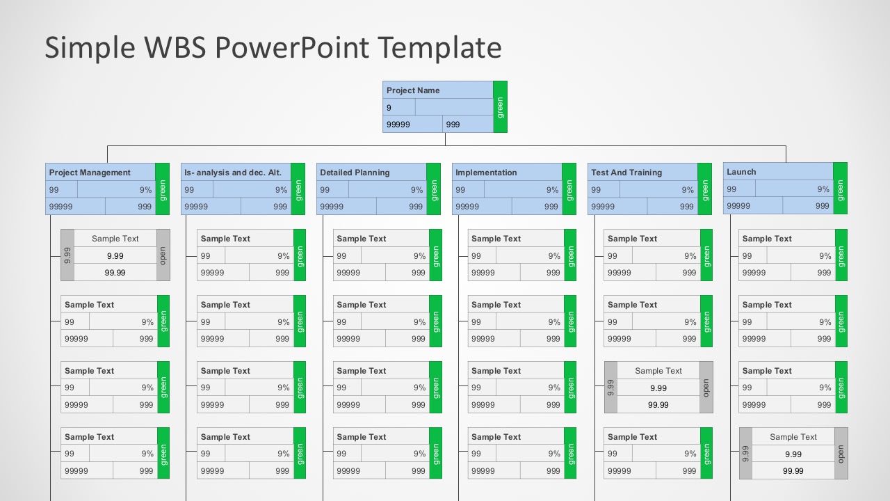 Work breakdown structure template 01 simple wbs powerpoint 16 9 1 