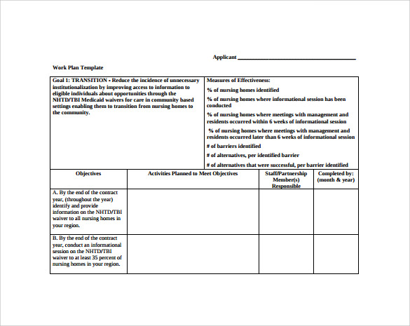 Ideas for Free Sample Work Plan Template With Description 