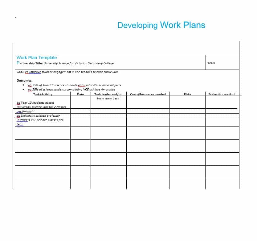 Work Plan   40 Great Templates & Samples (Excel / Word)   Template Lab